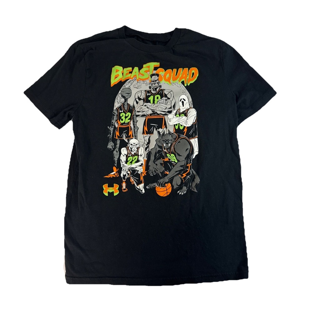 Under Armour Beast Squad Basketball Halloween Loose Fit T-Shirt‎ Boys Medium M